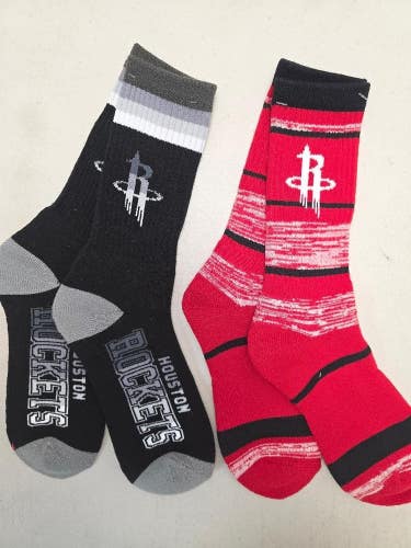 ST2 Mens NBA HOUSTON ROCKETS Crew Socks Lot of 2 Pair LARGE New