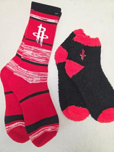 ST7 Mens NBA HOUSTON ROCKETS Crew Socks Lot of 2 Pair LARGE New