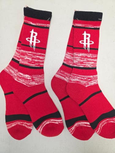 ST3 Mens NBA HOUSTON ROCKETS Crew Socks Lot of 2 Pair LARGE New
