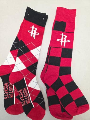 ST4 Mens NBA HOUSTON ROCKETS Crew Socks Lot of 2 Pair MEDIUM New