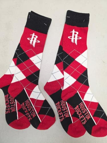 ST6 Mens NBA HOUSTON ROCKETS Crew Socks Lot of 2 Pair MEDIUM New