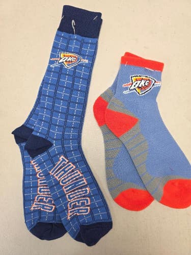 ST1 Mens NBA OKLAHOMA CITY THUNDER OKC Crew Socks Lot of 2 Pair LARGE New