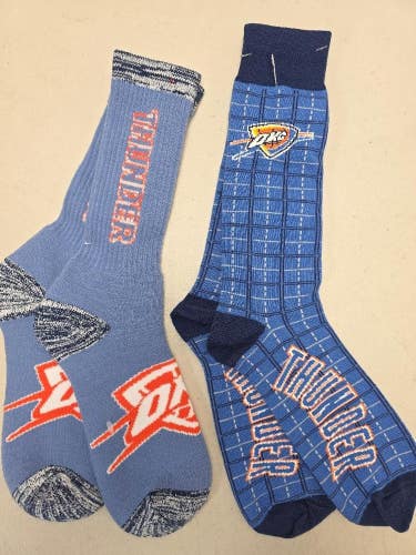 ST2 Mens NBA OKLAHOMA CITY THUNDER OKC Crew Socks Lot of 2 Pair LARGE New