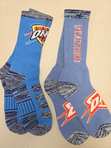 ST3 Mens NBA OKLAHOMA CITY THUNDER OKC Crew Socks Lot of 2 Pair LARGE New