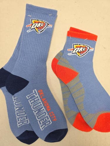 ST5 Mens NBA OKLAHOMA CITY THUNDER OKC Crew Socks Lot of 2 Pair LARGE New