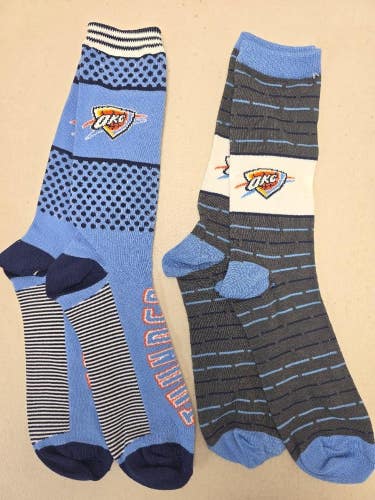 ST8 Mens NBA OKLAHOMA CITY THUNDER OKC Crew Socks Lot of 2 Pair LARGE New
