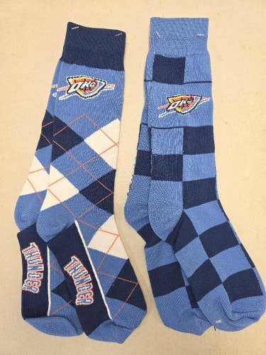 ST7 Mens NBA OKLAHOMA CITY THUNDER OKC Crew Socks Lot of 2 Pair MEDIUM New