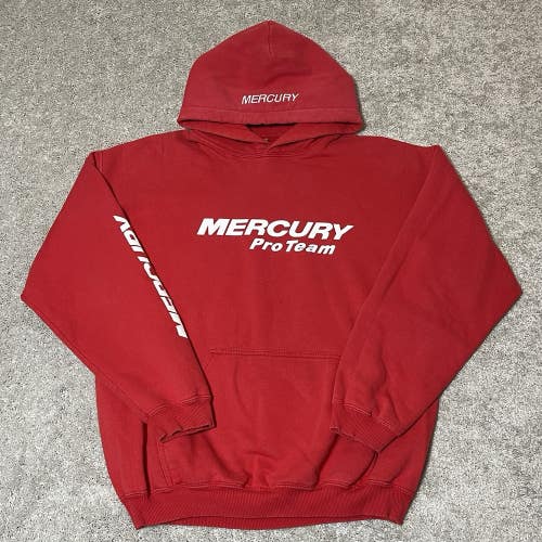 Mercury Marine Pro Hoodie Red Pullover Fishing Boat Sweatshirt Mens Size Large
