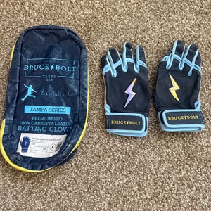 Bruce Bolt Batting Gloves Tampa Series Navy/Baby Blue BRAND NEW