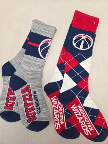 ST4 Mens NBA WASHINGTON WIZARDS Crew Socks Lot of 2 Pair MEDIUM New
