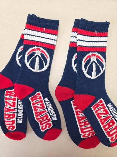 ST9 NBA WASHINGTON WIZARDS Crew Socks Lot of 2 Pair YOUTH 1-3 New