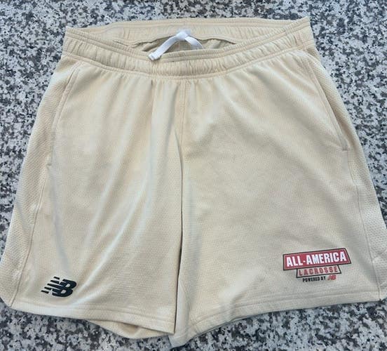 New Balance All America lacrosse mens shorts vegas gold pockets XL