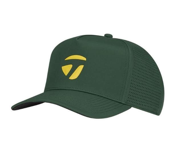 TaylorMade A-Frame Performance Lightweight Adjustable Golf Hat Green/Gold NEW