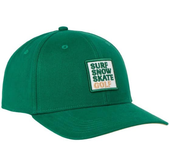 Cobra Golf x Binky Bro "Surf Snow Skate Golf" Snapback Hat Cap Green Adult OSFM