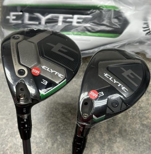 Callaway Elyte Fairway 3-Wood / Hybrid 3H Set LEFT Hand Denali Stiff w/ Covers