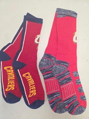 ST4 Mens NBA CLEVELAND CAVALIERS Crew Socks Lot of 2 Pair LARGE New