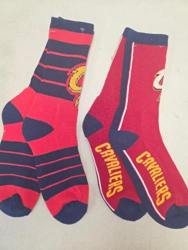 ST5 Mens NBA CLEVELAND CAVALIERS Crew Socks Lot of 2 Pair LARGE New