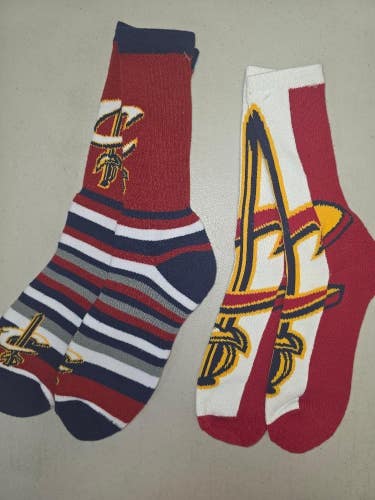ST9 Mens NBA CLEVELAND CAVALIERS Crew Socks Lot of 2 Pair LARGE New