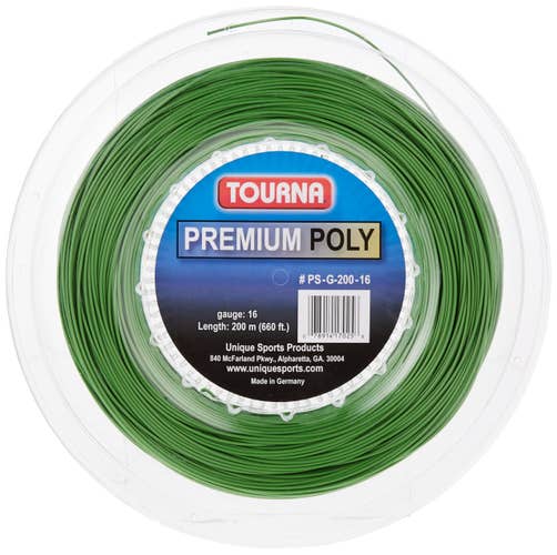 Tourna Premium Poly Durable Tennis String Reel, 16G Green