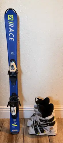Used Salomon S/Race JR Ski 100cm / Salomon Junior Ski Boots 235mm(23.5)