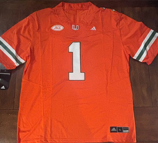 Malachi Toney Miami Hurricanes Stitched Orange Jersey #1 Adult XL NWT