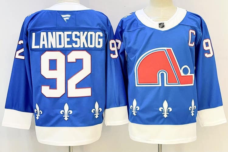 Quebec Nordiques Gabriel Landeskog #92 Stitched Jersey Reverse Retro Ice Hockey Jersey Size 54