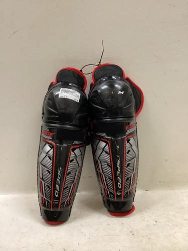 Used CCM JETSPEED EDGE Junior Shin Guards Black 12" 11725-S000507381