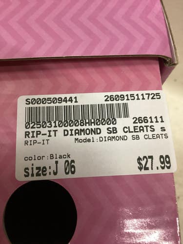 Used RIP-IT DIAMOND SB CLEATS BB/SB Cleats Black Junior 06 11725-S000509441