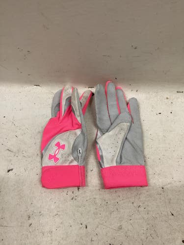 Used Under Armour BB/SB Batting Gloves Pink And White MD 11725-S000509568