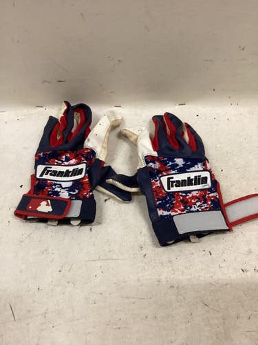 Used Franklin BB/SB Batting Gloves White/Royal/Red SM 11725-S000509585