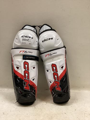 Used CCM FT6 PRO Senior Shin Guards White 14" 11725-S000507879