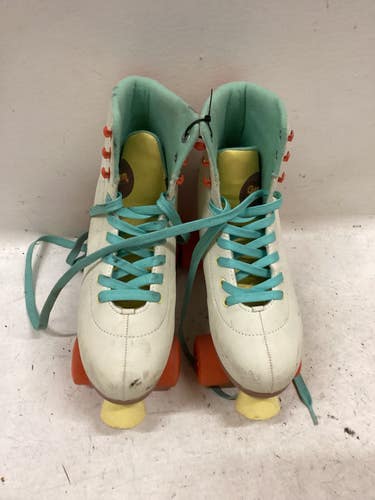 Used GEM 3-6 Senior Roller Quad Skates Cream White Adjustable 11725-S000509856