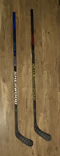 2 Senior Sher-Wood Left Hand Senior Hockey Sticks. See Description.