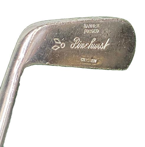 Pinehurst Chromium Hammer Forged 9 Putter 34.5" Steel LH Leather Grip White Cap