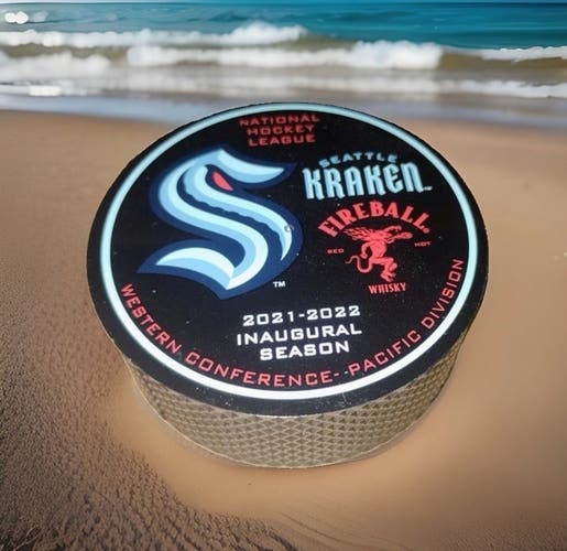 SEATTLE KRAKEN FIREBALL SHOT HOCKEY PUCK