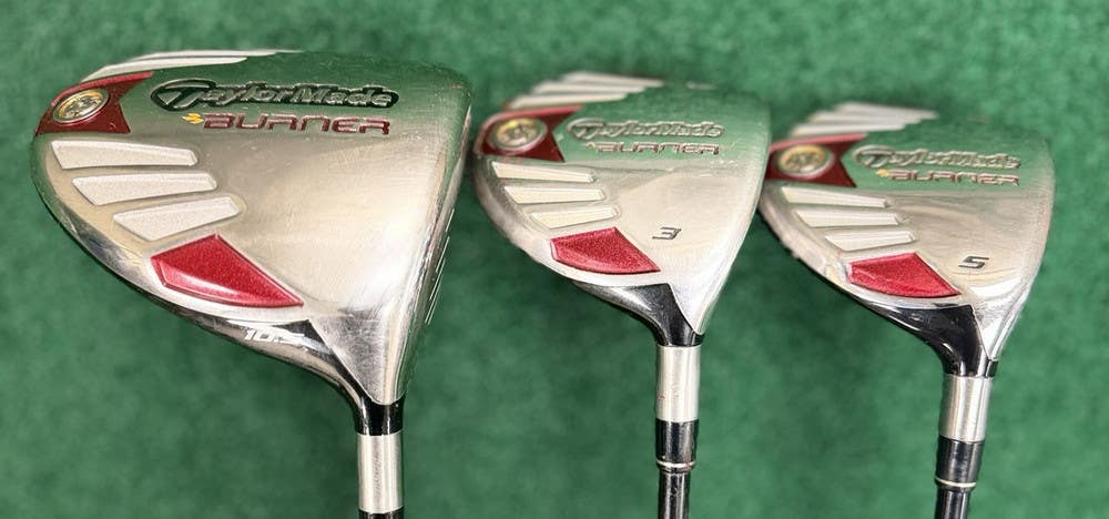 TaylorMade Burner 10.5 Driver & 3 & 5 Wood REAX Graphite Senior Flex w/HC's MRH