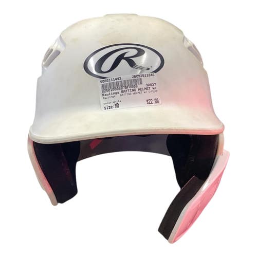 Used Rawlings BATTING HELMET W/ C-FLAP Batting Helmet No Mask White MD 11846-S000111443