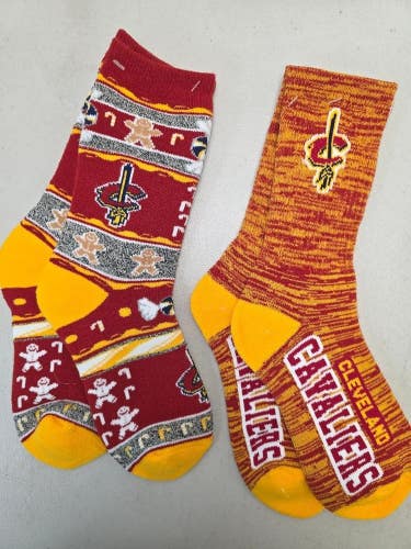 ST25 Mens NBA CLEVELAND CAVALIERS Crew Socks Lot of 2 Pair MEDIUM New
