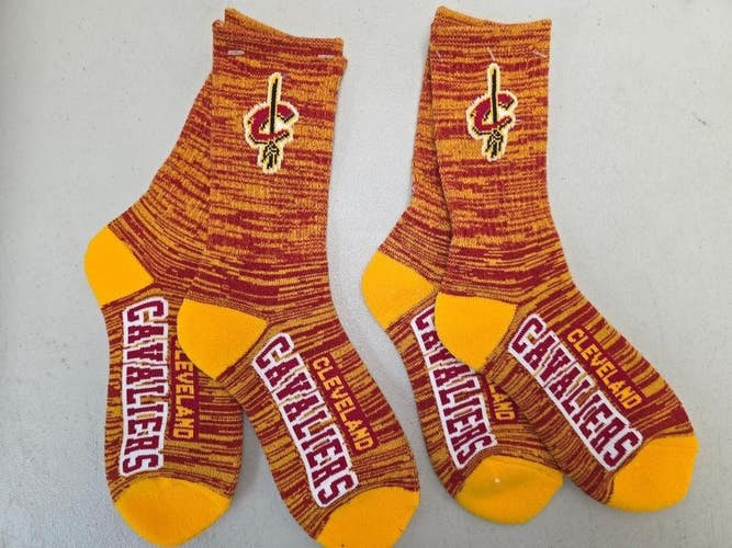 ST27 Mens NBA CLEVELAND CAVALIERS Crew Socks Lot of 2 Pair MEDIUM New