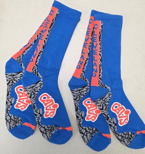 ST31 Mens NBA CLEVELAND CAVALIERS Crew Socks THROWBACK Lot of 2 Pair LARGE New