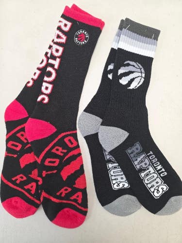 ST3 Mens NBA TORONTO RAPTORS Crew Socks Lot of 2 Pair LARGE New