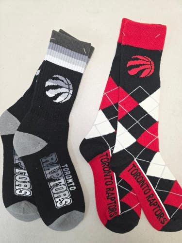 ST8 Mens NBA TORONTO RAPTORS Crew Socks Lot of 2 Pair LARGE New