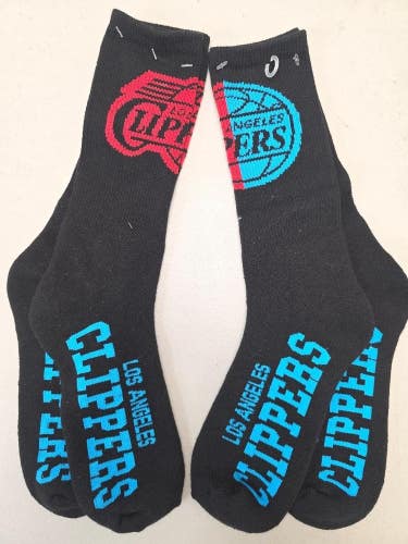 ST13 Mens NBA LOS ANGELES CLIPPERS Crew Socks Lot of 2 Pair LARGE New