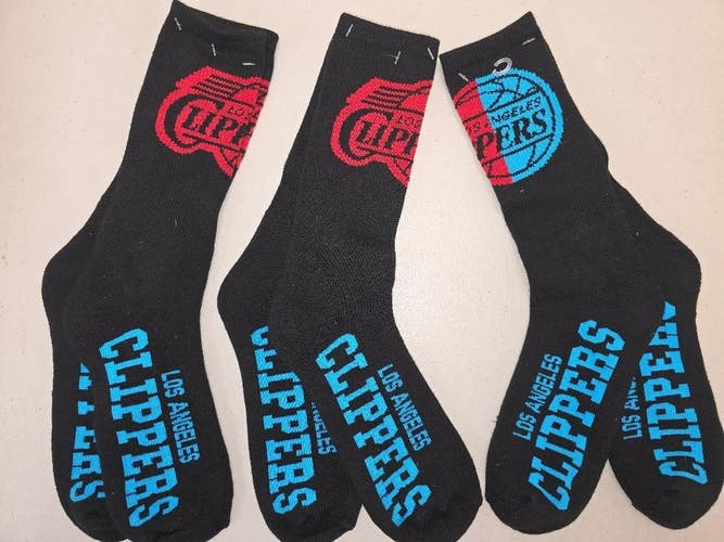 ST14 Mens NBA LOS ANGELES CLIPPERS Crew Socks Lot of 3 Pair LARGE New