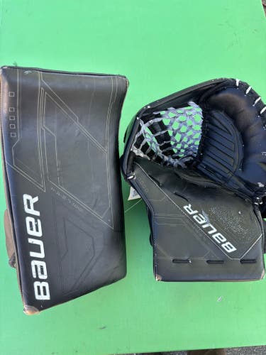 Black Senior Bauer Supreme Mach Goalie Glove & Blocker Regular