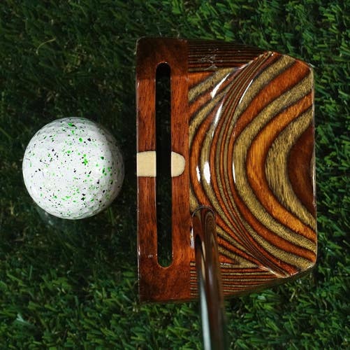 Unique 15.2oz Custom Wood Laminated Putter Mallet 36.5 Karma Oversize Grip RH