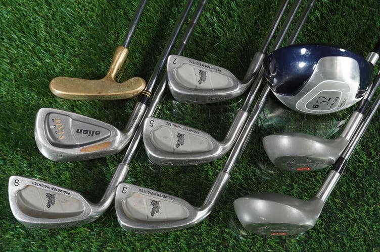 Mens 9pc Golf Starter Set Integra Driver, Woods, Irons Alien PW Wilson LH