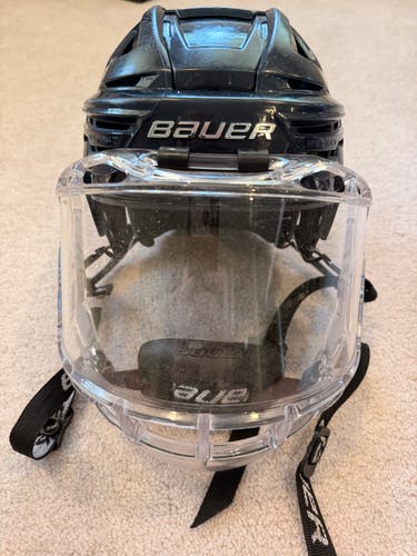Navy Small Bauer Re-Akt 150 Helmet (Used) w/bubble face shield