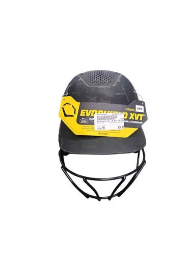 Used Evoshield ALL BLACK SOFTBALL Batting Helmet w/Mask Black MD 11850-S000025912