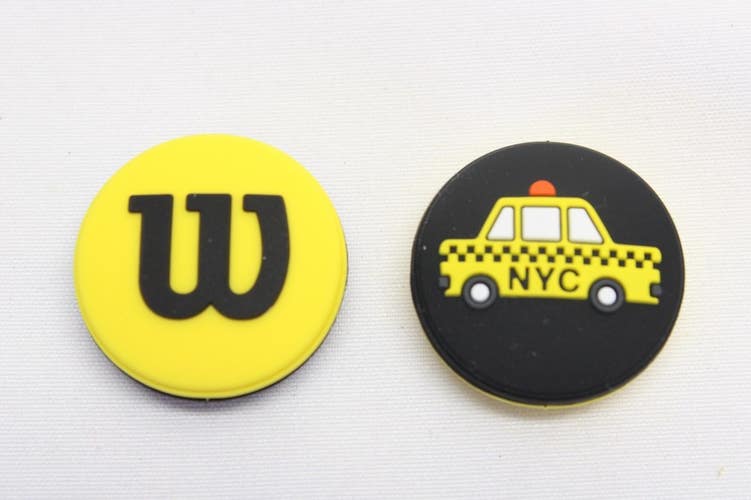 NEW 2X WILSON "W / TAXI CAB" US OPEN TENNIS RACQUET VIBRATION DAMPENERS